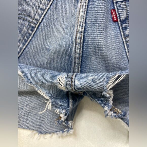 Levi's 501 Skinny Selvedge Cut Off Denim Jean Shorts Women Size 27 Light Blue - Picture 6 of 11